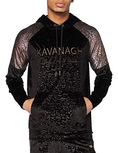 Gianni Kavanagh Black Savage Velvet Hoodie Sudadera con Capucha, Negro, Large Hombre