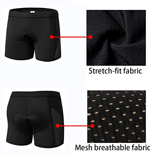 GIEADUN Ciclismo Pantalones Cortos de Bicicleta 20D Gel de sílice Acolchado Ciclismo Calzoncillos Ropa Interior de Bicicleta MTB Bicicleta Pantalones Cortos (Negro, XXL)