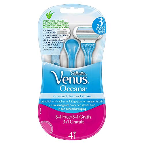 Gillette Venus Oceana Maquinilla de Afeitar Desechables Mujer, Paquete de 4 Cuchillas de Afeitar
