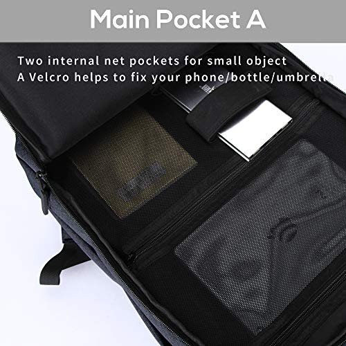 Gimars Mochila Ejecutivo Hombre con USB/Mochila Trabajo Hombre antirrobo con 2 Mosquetones/Mochila Instituto Mujer Grande Muchos Bolsillos Gris Oscuro