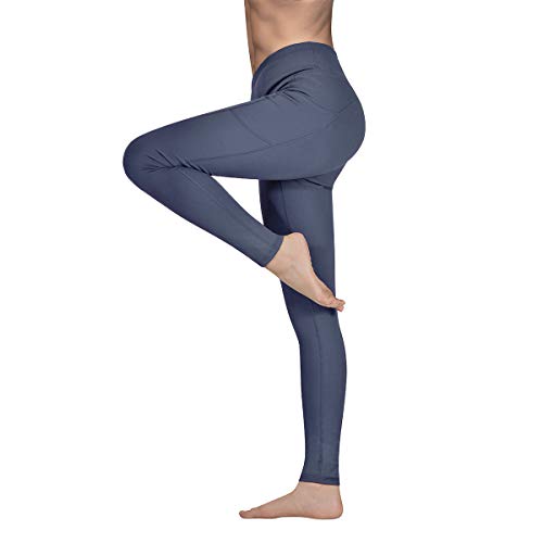 Gimdumasa Pantalón Deportivo de Mujer Cintura Alta Leggings Mallas para Running Training Fitness Estiramiento Yoga y Pilates GI188 (Gris azul, M)