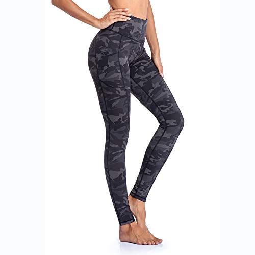 Gimdumasa Pantalón Deportivo de Mujer Cintura Alta Leggings Mallas para Running Training Fitness Estiramiento Yoga y Pilates GI188 (Gris Camuflaje, XS)