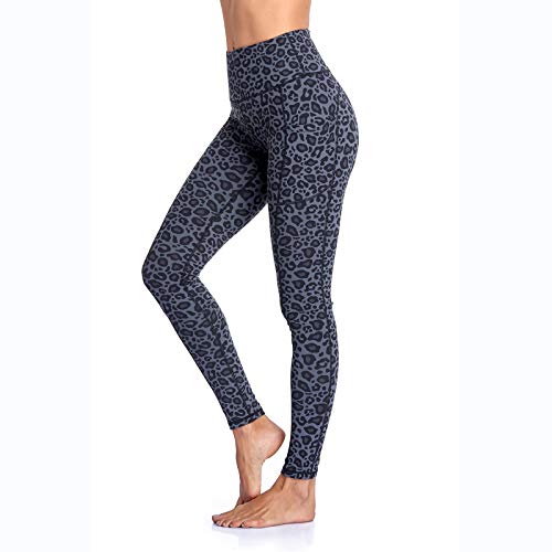 Gimdumasa Pantalón Deportivo de Mujer Cintura Alta Leggings Mallas para Running Training Fitness Estiramiento Yoga y Pilates GI188 (Leopardo Cian, M)