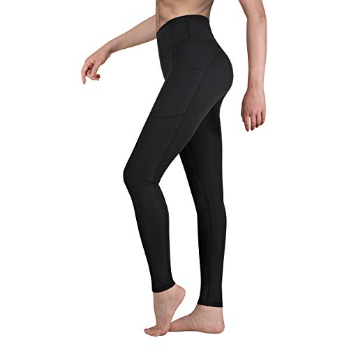 Gimdumasa Pantalón Deportivo de Mujer Cintura Alta Leggings Mallas para Running Training Fitness Estiramiento Yoga y Pilates GI188 (Negro, L)