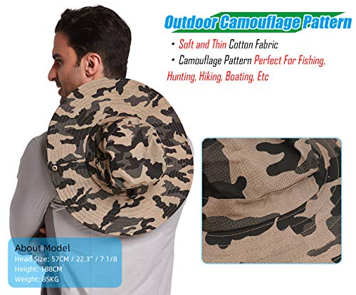 Gisdanchz Sombrero Pescador Hombre Mujer Gorro Pescador Hombre Mujer De Caza Camuflaje Gorras Jardineria Senderismo Playa Sombrero Trekking Pesca Safari Sombreros para El Sol Verano Explorador, Caqui
