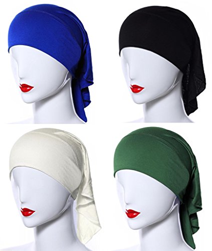 GladThink 4 X La Mujer Musulmana Mini Interior Hijab Caps Underscarf Set No.10