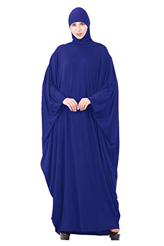 GladThink Mujer musulmán islámico árabe Vestido Hijab Abaya Azul M