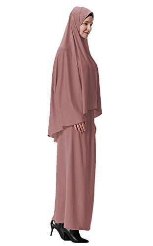 GladThink Mujeres musulmán Largo Estilo Hijab Con Falda Rosa Oscuro M