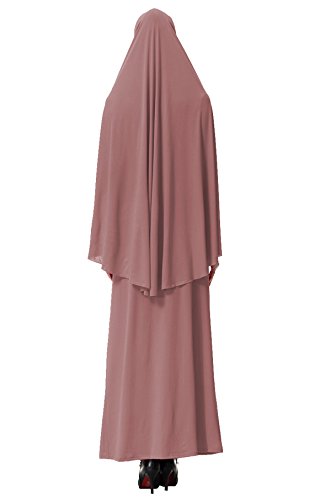 GladThink Mujeres musulmán Largo Estilo Hijab Con Falda Rosa Oscuro M
