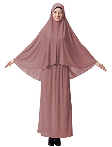 GladThink Mujeres musulmán Largo Estilo Hijab Con Falda Rosa Oscuro M