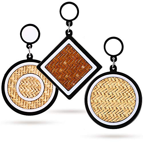 GLOBALDREAM Pendientes de Paja Mujer, Pendientes de Mimbre Pendientes Boho Pendientes bohemios tejidos con borlas para bodas Accesorios diarios para mujeres niñas (6 piezas, 7 x 4,5 cm)