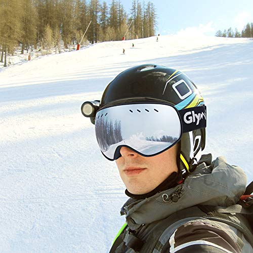 Glymnis Gafas de Esquí Máscara Gafas Esqui Snowboard OTG Super Gran Angular UV400 Protección para Hombre Mujer Adultos Jóvenes (Plateado)