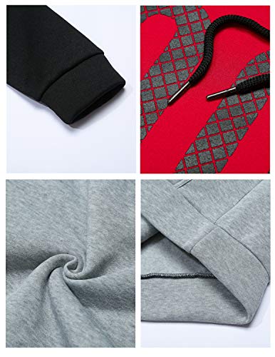 GNRSPTY Hombre Sudadera con Capucha Colores de Contraste Camiseta Manga Larga Otoño Hoodie Pullover Sweatshirt,Negro,L