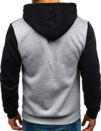 GNRSPTY Hombre Sudadera con Capucha Colores de Contraste Camiseta Manga Larga Otoño Hoodie Pullover Sweatshirt,Negro,L