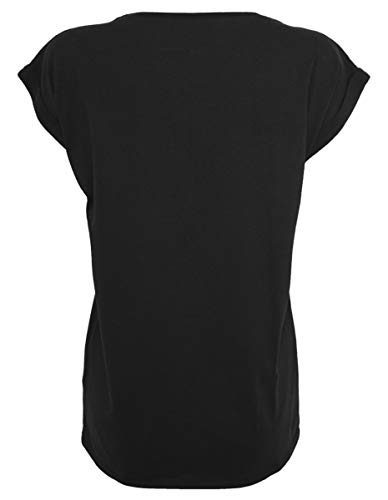 GO HEAVY - Camiseta de manga corta para mujer, diseño con texto en inglés, color negro, S