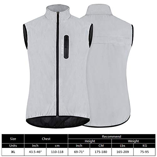 Gobesty Chaleco Reflectante de Seguridad, Chaleco Reflectante para Correr, chaleco de Ciclismo a Prueba de Viento con 2 bolsillos laterales para Hombres, Bicicleta, Trotar, Motocicleta - XL