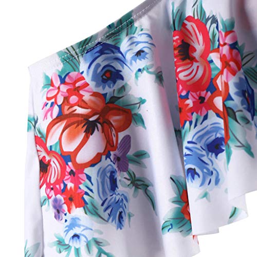 GoldenChuan Bañador de Bikini con Volantes y Volantes Grandes con Estampado de un Solo Hombro y con Almohadilla en el Pecho