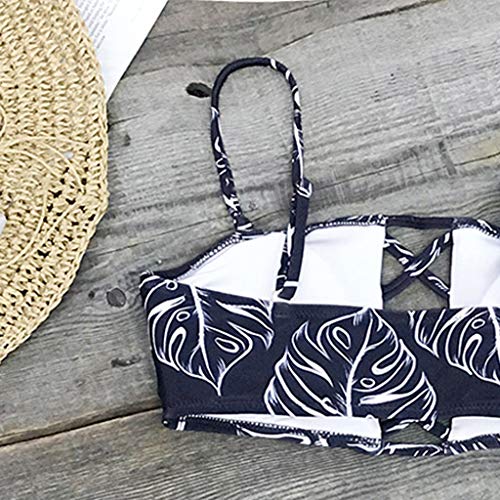 GoldenChuan Sexy Mujer Color sólido impresión Dividida Traje de baño Bikini Estilo Cintura Alta sin Soporte de Acero cojín en el Pecho