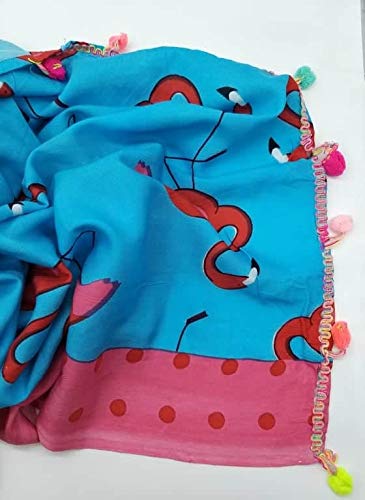 Goodforgoods Pareo Grande Playa Piscina para Mujer Chica Señora con Diseño de Flamencos y Lunares, 174x112 cm 100% Viscosa (Azul)