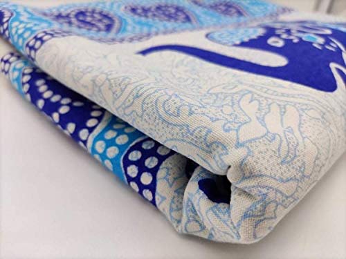 Goods4good Decoración con Diseño de Mandala Elefantes Ideal Cubre Sofa Colcha Cama Pareo Playa Picnic Familiar Grande 210x240cm 100% Algodón (Turquesa 2)