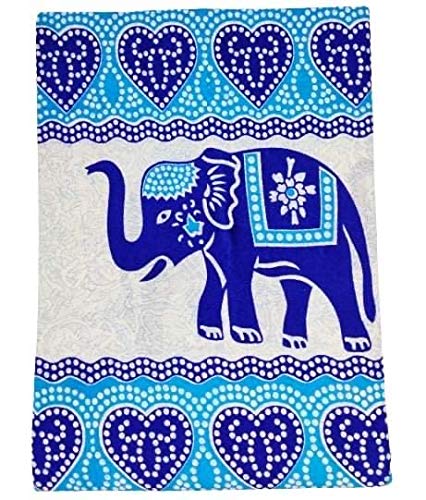Goods4good Decoración con Diseño de Mandala Elefantes Ideal Cubre Sofa Colcha Cama Pareo Playa Picnic Familiar Grande 210x240cm 100% Algodón (Turquesa 2)