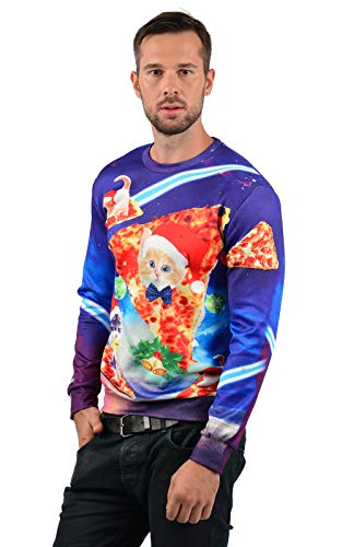 Goodstoworld Disfraz de Navidad Mujer Hombre 3D Christmas Sweater Ropa Divertida Elfo Impreso Jerseys Gato Traje Navideño M