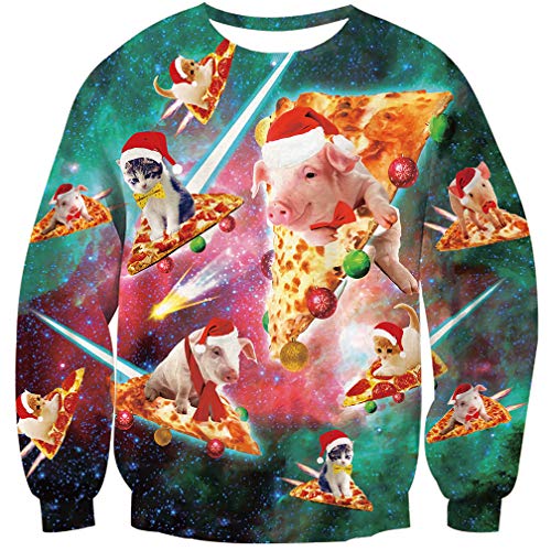 Goodstoworld Jersey Navidad Mujer Hombre Pareja 3D Christmas Sweater Ropa Divertida Vintage Elfo Cerdo Jerseys Traje Navideño M