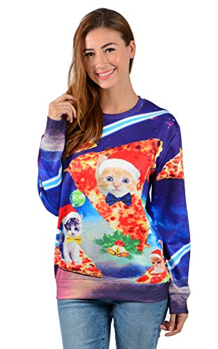 Goodstoworld Navidad Ropa Hombre Mujer Xmas Jerseys 3D Ugly Christmas Sweater Gato Ropa Divertida Elfo Vestido de Navideño XXL