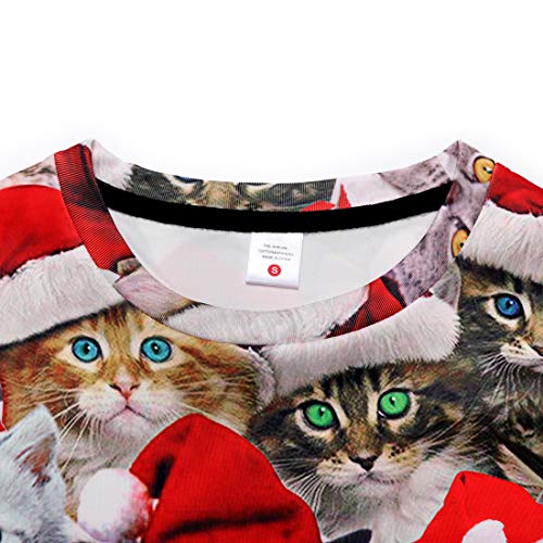Goodstoworld Navidad Ropa Hombre Mujer Xmas Jerseys Gato 3D Ugly Christmas Sweater Ropa Divertida Elfo Vestido de Navideño XXL