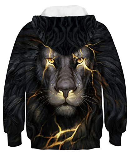 Goodstoworld Sudaderas con Capucha Unisex 3D Impreso León en la Oscuridad Gráfico Adolescente Pullover Hoodie Lligero Sweatshirt Sudaderas Baratas Poliéster león relámpago L