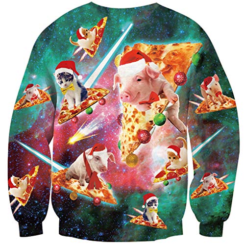 Goodstoworld Ugly Sweater Christmas Jumper Hombre Mujer 3D Navidad Ropa Divertida Elfo Cerdo Jerseys Traje Navideño XL