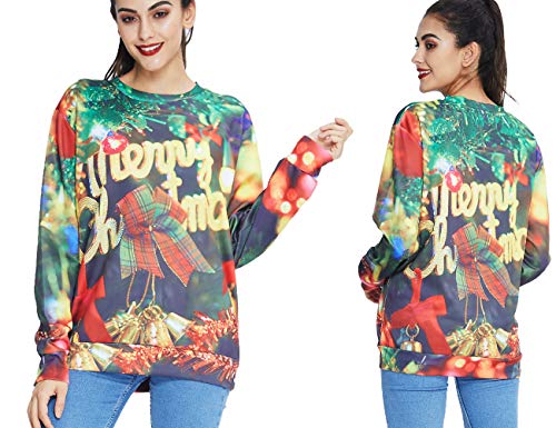 Goodstoworld Ugly Sweater Christmas Jumper Hombre Mujer 3D Navidad Ropa Divertida Elfo Impreso Jerseys Traje Navideño XL