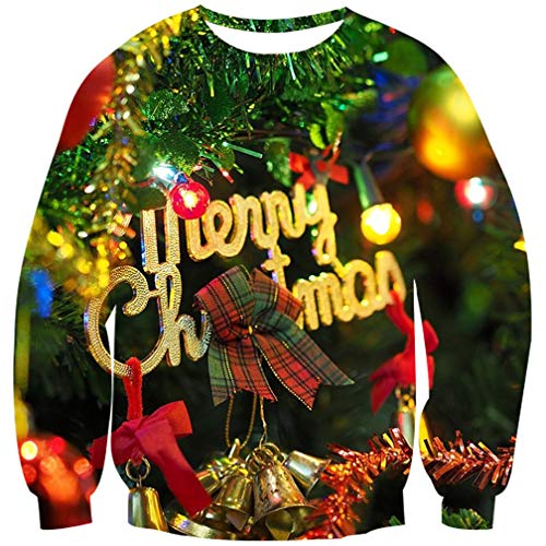 Goodstoworld Ugly Sweater Christmas Jumper Hombre Mujer 3D Navidad Ropa Divertida Elfo Impreso Jerseys Traje Navideño XL