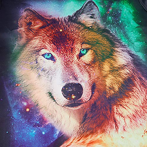 Goodstoworld Verde 3D Galaxy Wolf Grafica Estampada de Manga Corta Camiseta Divertida Tapa para Chico y Chicas Ropa Negra pequeña