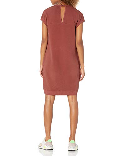 Goodthreads Modal Fleece Short-Sleeve Cocoon Dress with Pockets, Marrón Rojizo, L