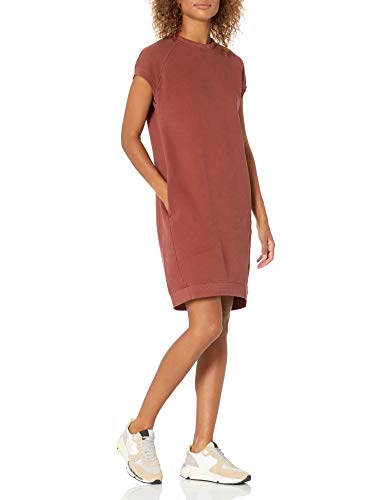 Goodthreads Modal Fleece Short-Sleeve Cocoon Dress with Pockets, Marrón Rojizo, L