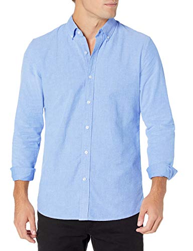 Goodthreads Slim-Fit Long-Sleeve Solid Oxford Shirt Camisa, Azul (Blue), Medium