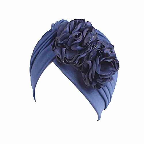 Gorra Beanie De Tela con Flor Color Liso Turbante para Cabeza De Mujer para Cáncer Quimioterapia Chemo Oncológico Noche Pèrdida de Pelo Cabello 2 Unidades (Crupo J, 2)