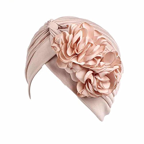Gorra Beanie De Tela con Flor Color Liso Turbante para Cabeza De Mujer para Cáncer Quimioterapia Chemo Oncológico Noche Pèrdida de Pelo Cabello 2 Unidades (Crupo J, 2)