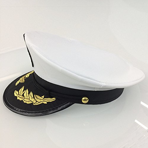 Gorra capitán hombres mujeres negro blanco - Disfraz para Adultos y Niños - Perfecto para Carnaval - Talla única (A)