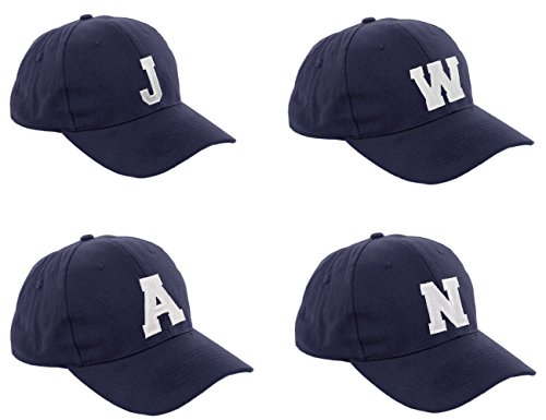 Gorra de béisbol infantil, diseño con letras A-Z, unisex, color azul marino multicolor d Regular