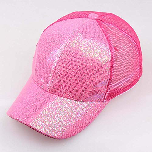 Gorra de Beisbol para Mujer niña Cola de Caballo Gorra de béisbol Lentejuelas Shiny Messy Bun Snapback Hat Sun Caps Fiesta Plegable Sombrero de Sol Color Sólido Playa Vacaciones riou