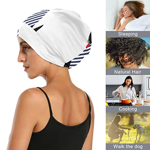 Gorro de dormir para mujer Scottish Terrier en una camiseta de marinero Gorro sin costuras Patt Sleep para mujer Gorro de noche para dormir para mujer, suave y duradero, para cabello largo natural ri