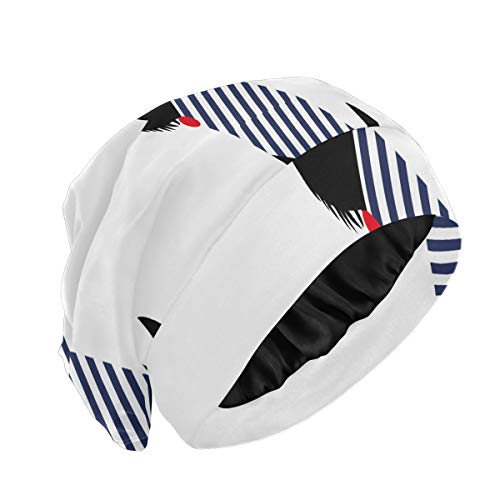 Gorro de dormir para mujer Scottish Terrier en una camiseta de marinero Gorro sin costuras Patt Sleep para mujer Gorro de noche para dormir para mujer, suave y duradero, para cabello largo natural ri