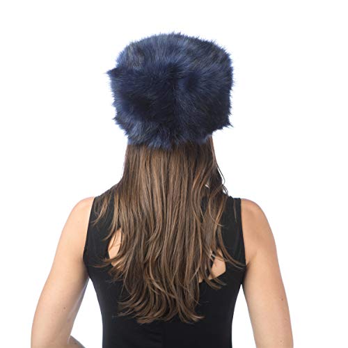 Gorro de invierno de diseño ruso tipo cosaco, para mujer Beige H-azul marino M