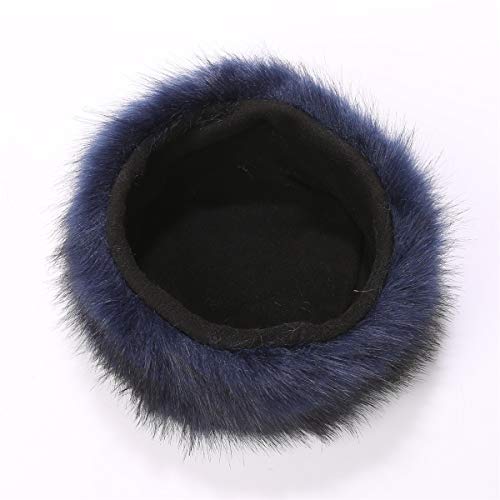 Gorro de invierno de diseño ruso tipo cosaco, para mujer Beige H-azul marino M