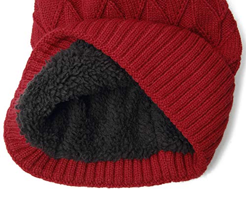 Gorro de Invierno Térmicos Gorros de Punto Calentar de Lana Peluche Beanie Casquillos Calientes Hombre Mujer Unisex (A/Rojo, Unisex)