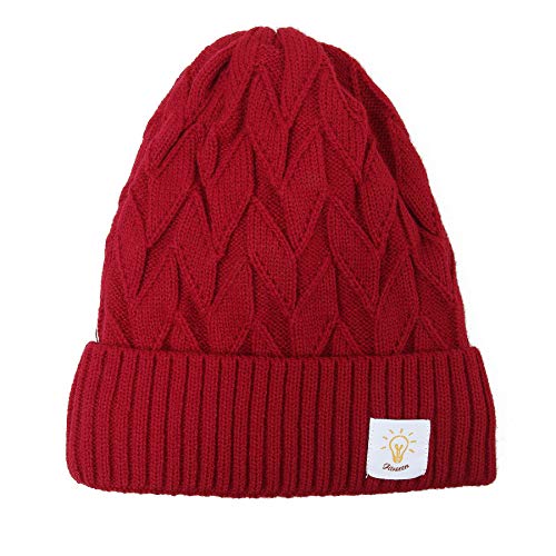 Gorro de Invierno Térmicos Gorros de Punto Calentar de Lana Peluche Beanie Casquillos Calientes Hombre Mujer Unisex (A/Rojo, Unisex)
