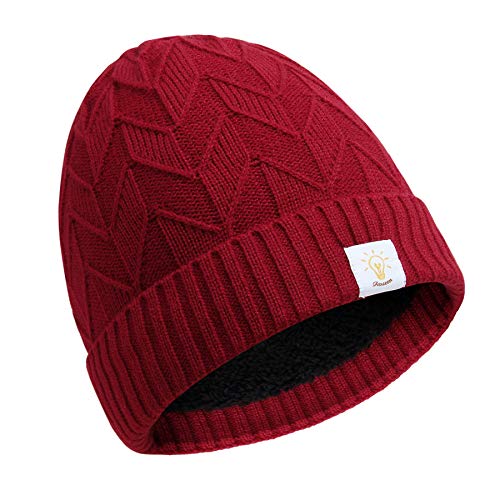 Gorro de Invierno Térmicos Gorros de Punto Calentar de Lana Peluche Beanie Casquillos Calientes Hombre Mujer Unisex (A/Rojo, Unisex)