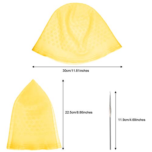 Gorro de Silicona Resaltado Gorro de Cabello Reutilizable Resaltado Gorro de Pelo de Tinte Color de Salón con Ganchos para Mujeres Chicas Teñir el Pelo(Amarillo)